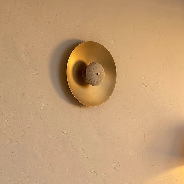 Toki | Brass Disc &amp; Stone Wall Light