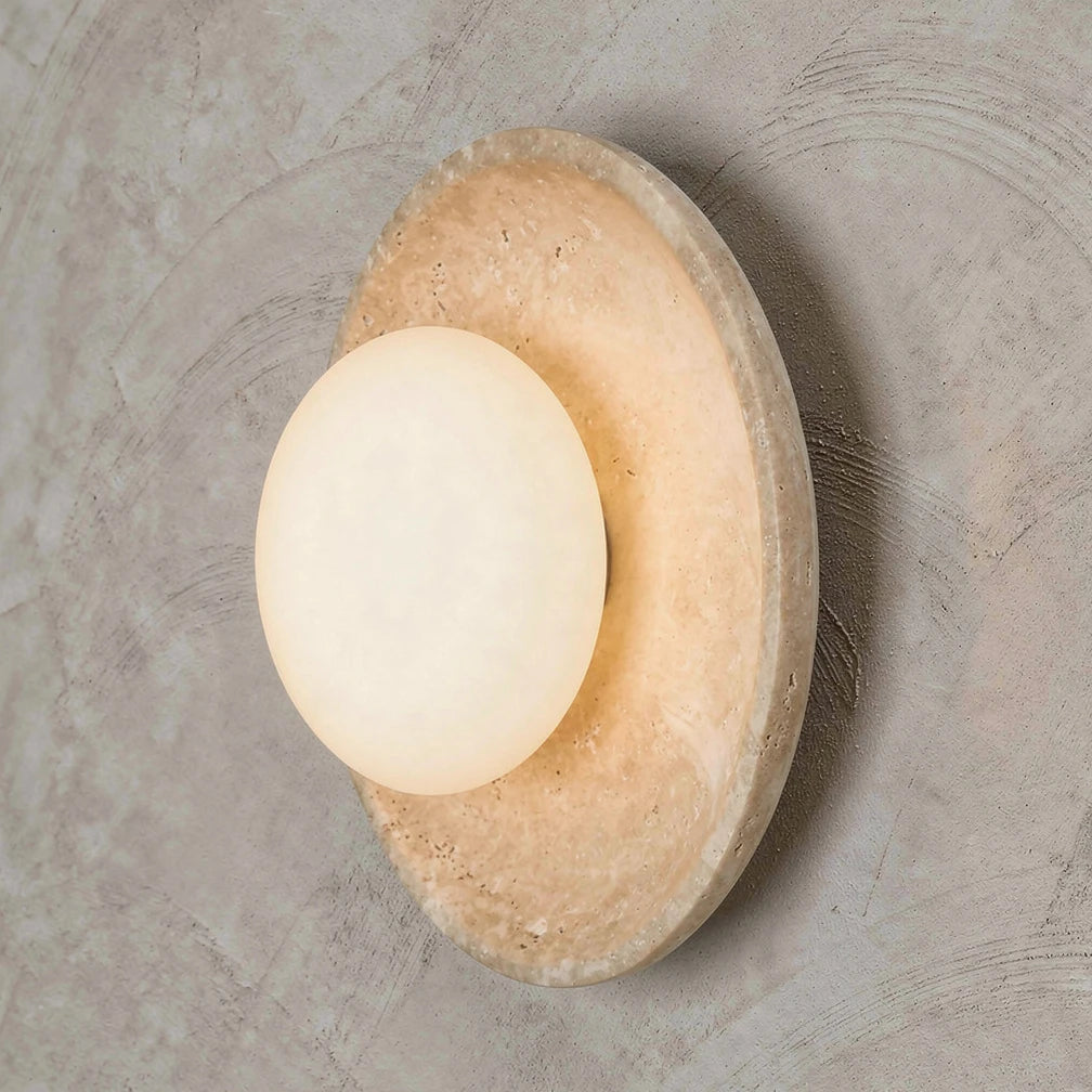 Orba | Travertine Disc Wall Sconce