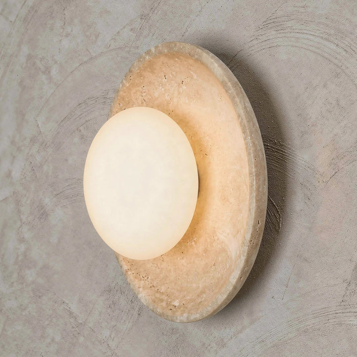 Orba | Travertine Disc Wall Sconce
