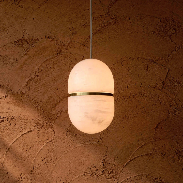 Obi Capsule | Alabaster &amp; Brass Pendant Light