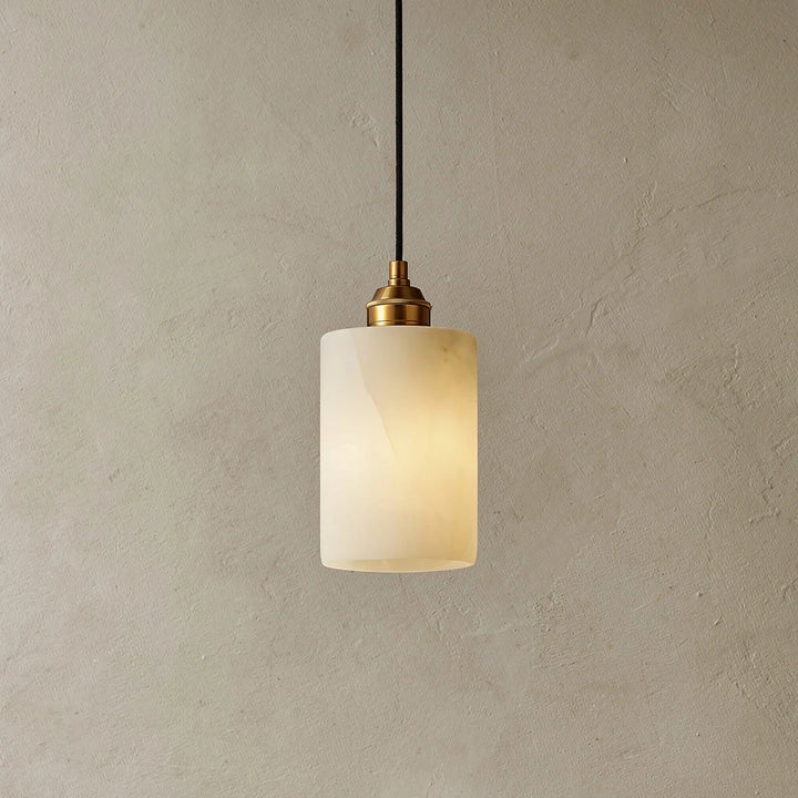 Celia Cylinder | Alabaster &amp; Copper Pendant Light