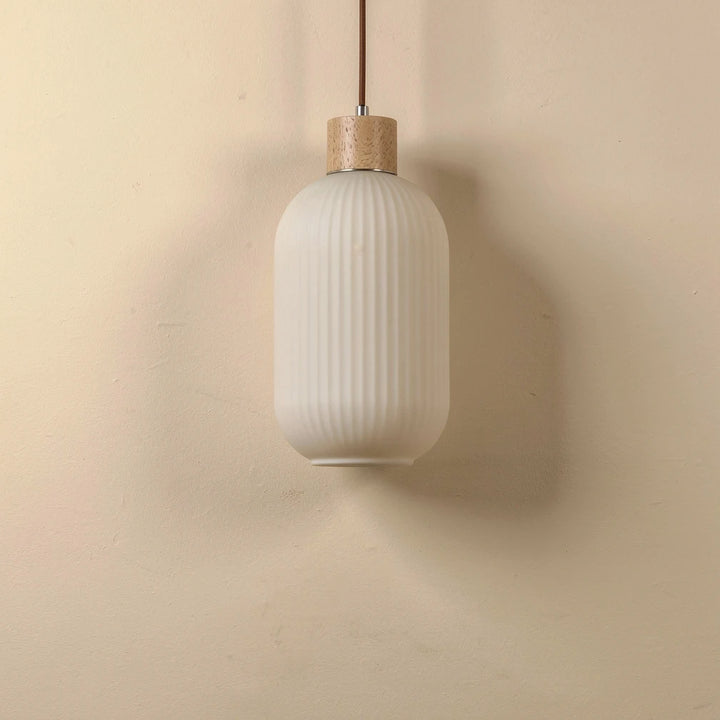 Hai Lantern | Wood and Milk Glass Pendant Light