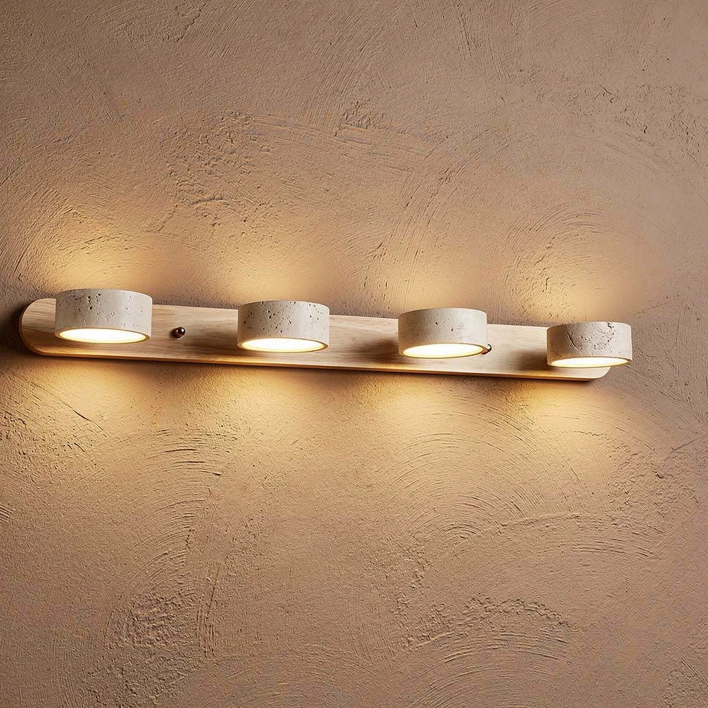 Dova | Travertine Stone &amp; Wood Wall Light