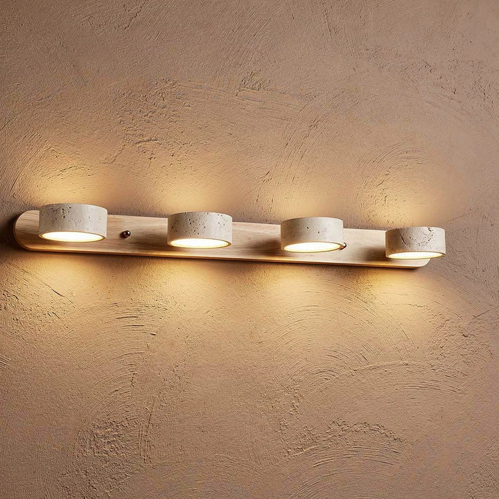 Dova | Travertine Stone &amp; Wood Wall Light